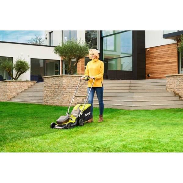 Ryobi - Tondeuse a Gazon RYOBI -   poussée HYBRIDE 36V (alimentation par 2 batteries ONE+™) - coupe 37 cm + 2 batteries 5 Ah & charg. - RY18LMH - Image 6