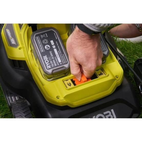 Ryobi - Tondeuse a Gazon RYOBI - poussée HYBRIDE 36V (alimentation par 2 batteries ONE+™) - coupe 37 cm + 2 batteries 5 Ah & charg. - RY18LMH - Image 2