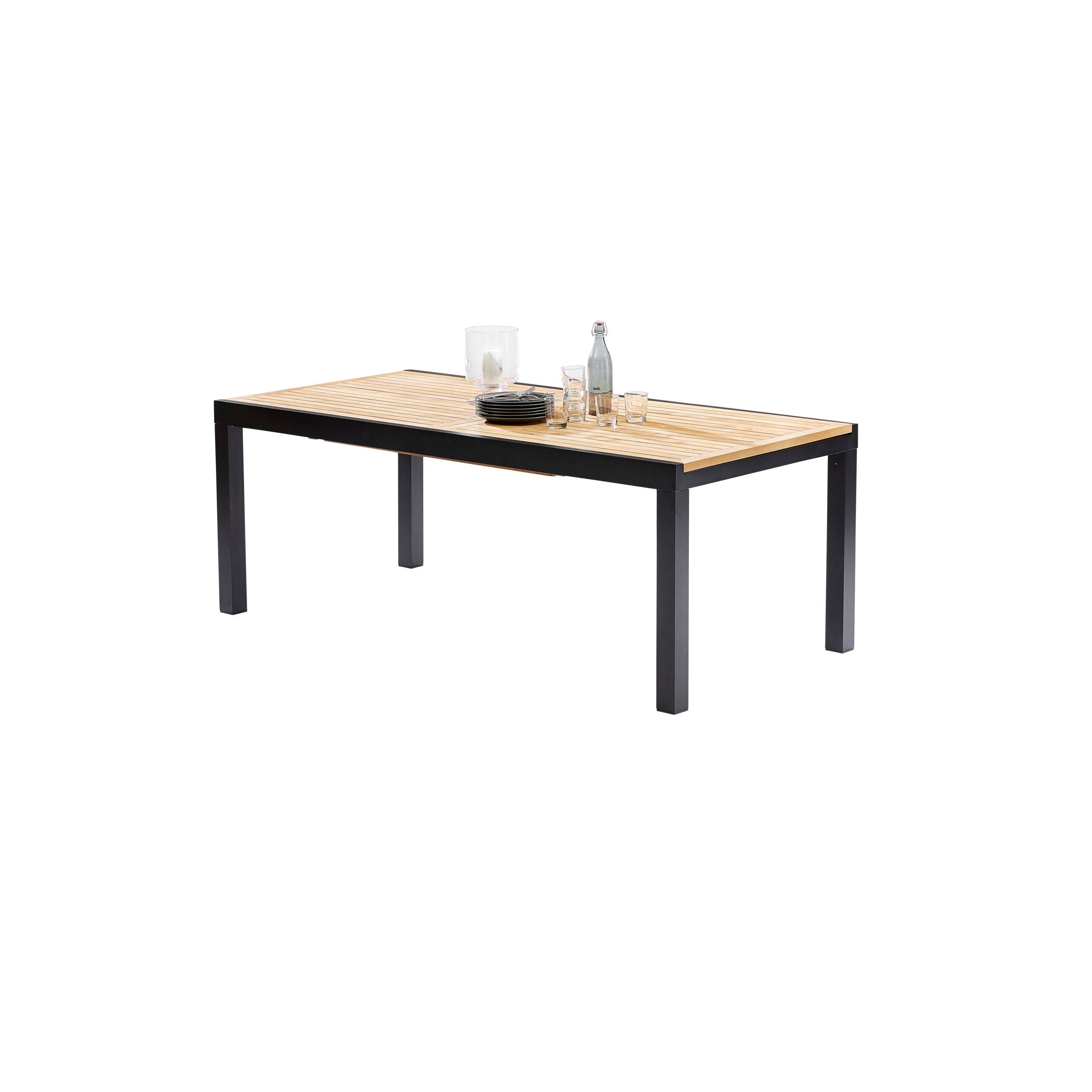 Wilsa Garden - Table BALIteck 8/12 personnes structure aluminium noire, plateau en lame de Teck - Imagen 2