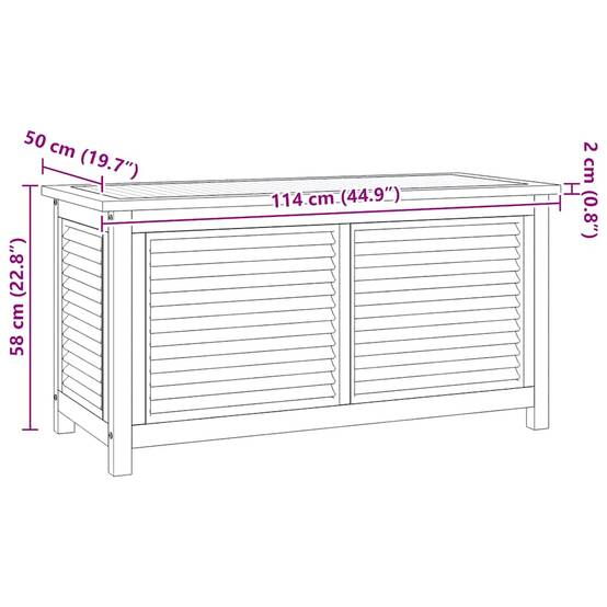 Coffre de rangement bois de teck naturel 114 x 50 x 58 cm - PANGIVO - Image 9