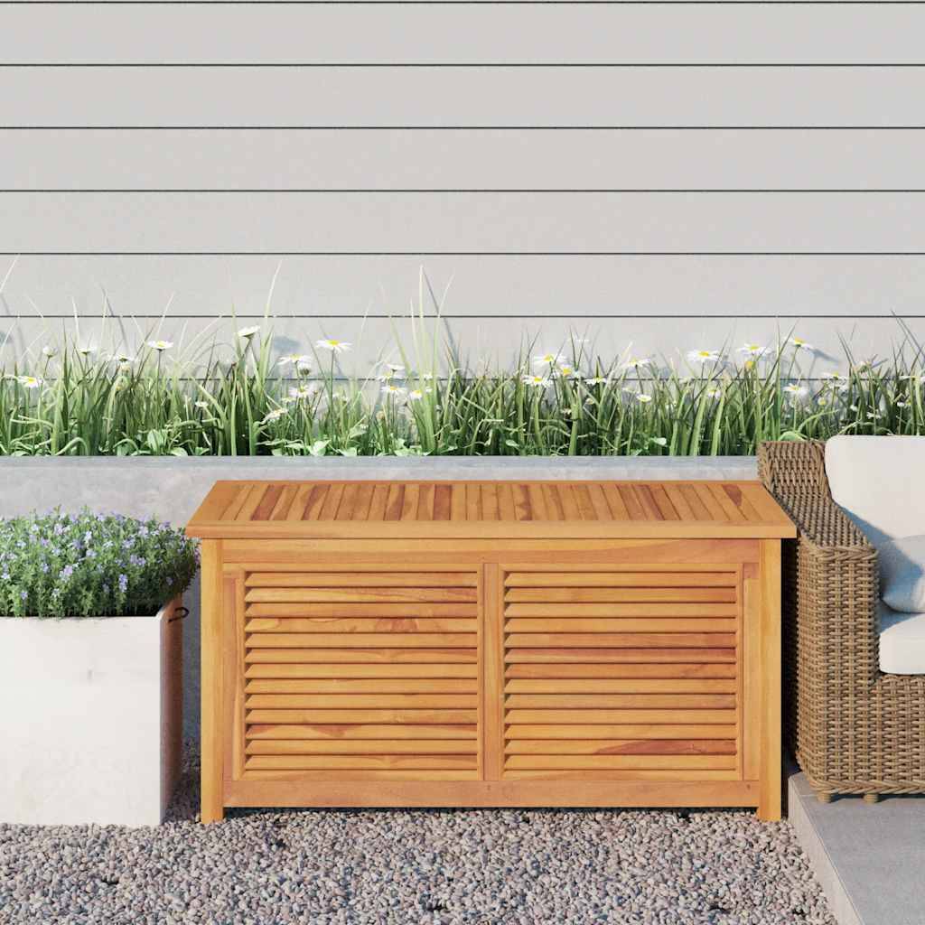 Coffre de rangement bois de teck naturel 114 x 50 x 58 cm - PANGIVO - Image 1
