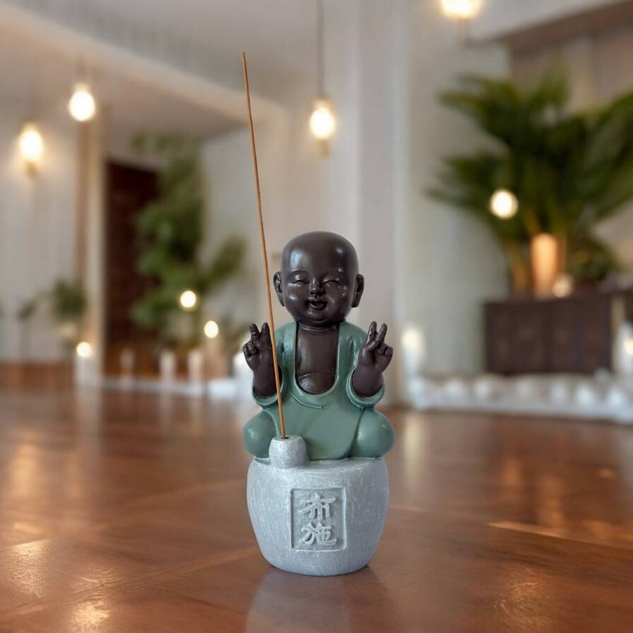 Zen Light - Statue Bonze Porte-Encens Dana - Bouddha Méditation-Ambiance Zen et Relaxante-Fabrication Artisanale FengShui-H14cm–Zen'Light - Image 7