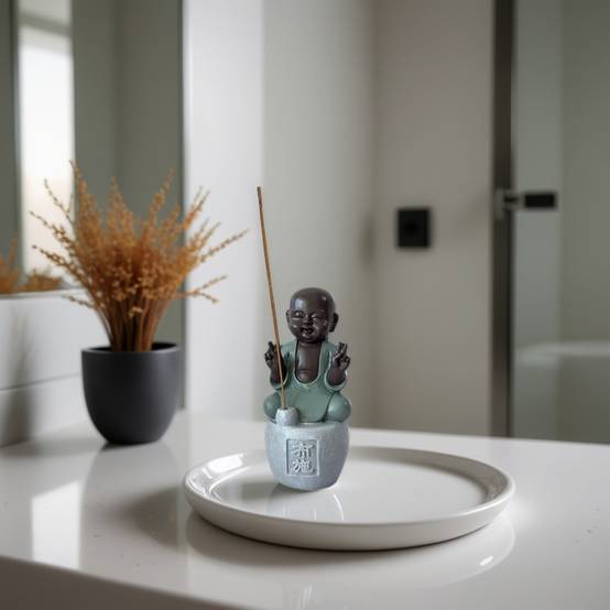Zen Light - Statue Bonze Porte-Encens Dana - Bouddha Méditation-Ambiance Zen et Relaxante-Fabrication Artisanale FengShui-H14cm–Zen'Light - Image 2