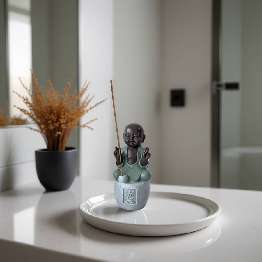 Zen Light - Statue Bonze Porte-Encens Dana - Bouddha Méditation-Ambiance Zen et Relaxante-Fabrication Artisanale FengShui-H14cm–Zen'Light - Image 2
