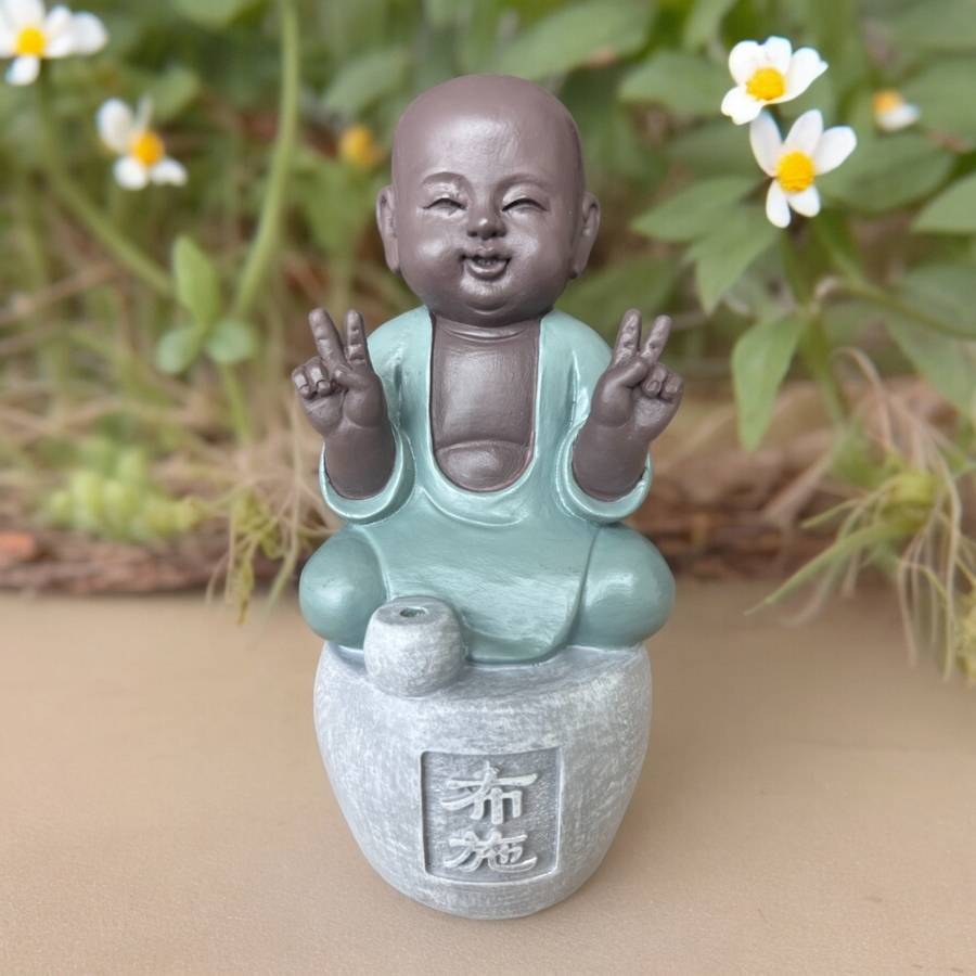 Zen Light - Statue Bonze Porte-Encens Dana - Bouddha Méditation-Ambiance Zen et Relaxante-Fabrication Artisanale FengShui-H14cm–Zen'Light - Image 1
