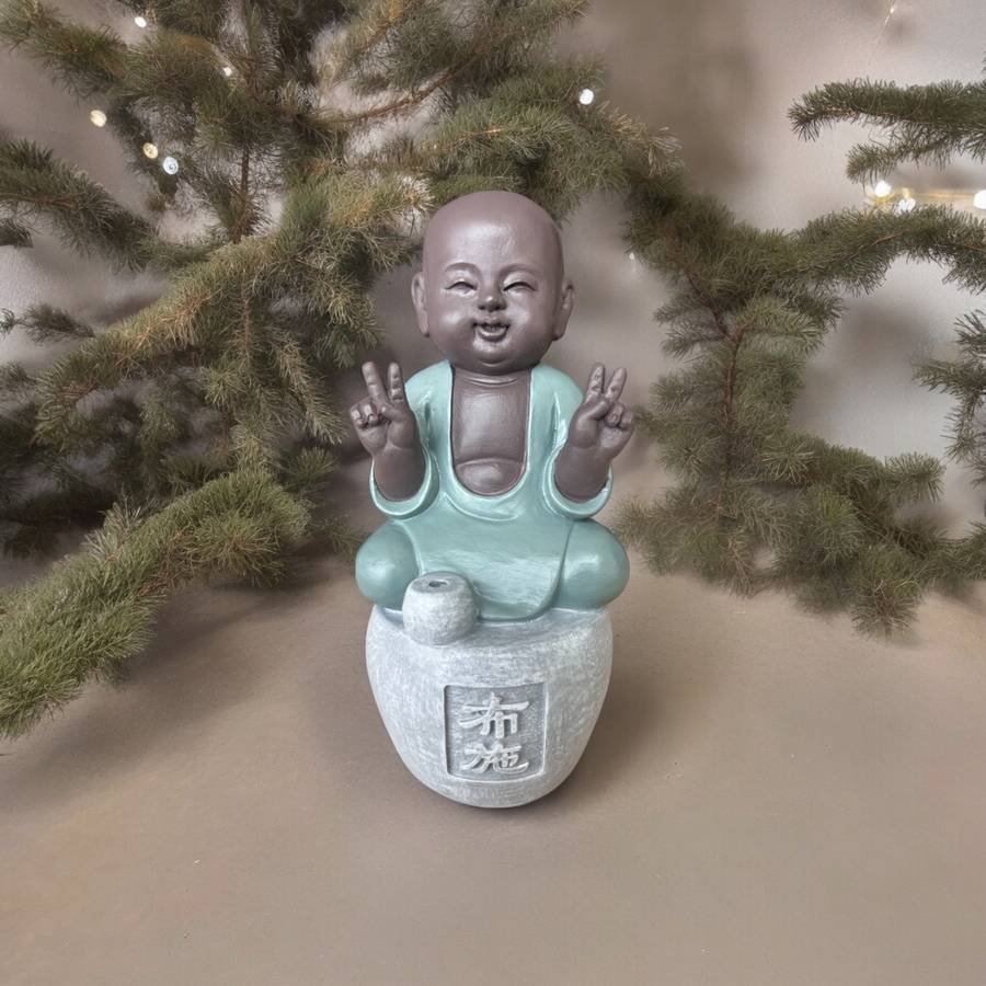 Zen Light - Statue Bonze Porte-Encens Dana - Bouddha Méditation-Ambiance Zen et Relaxante-Fabrication Artisanale FengShui-H14cm–Zen'Light - Image 10