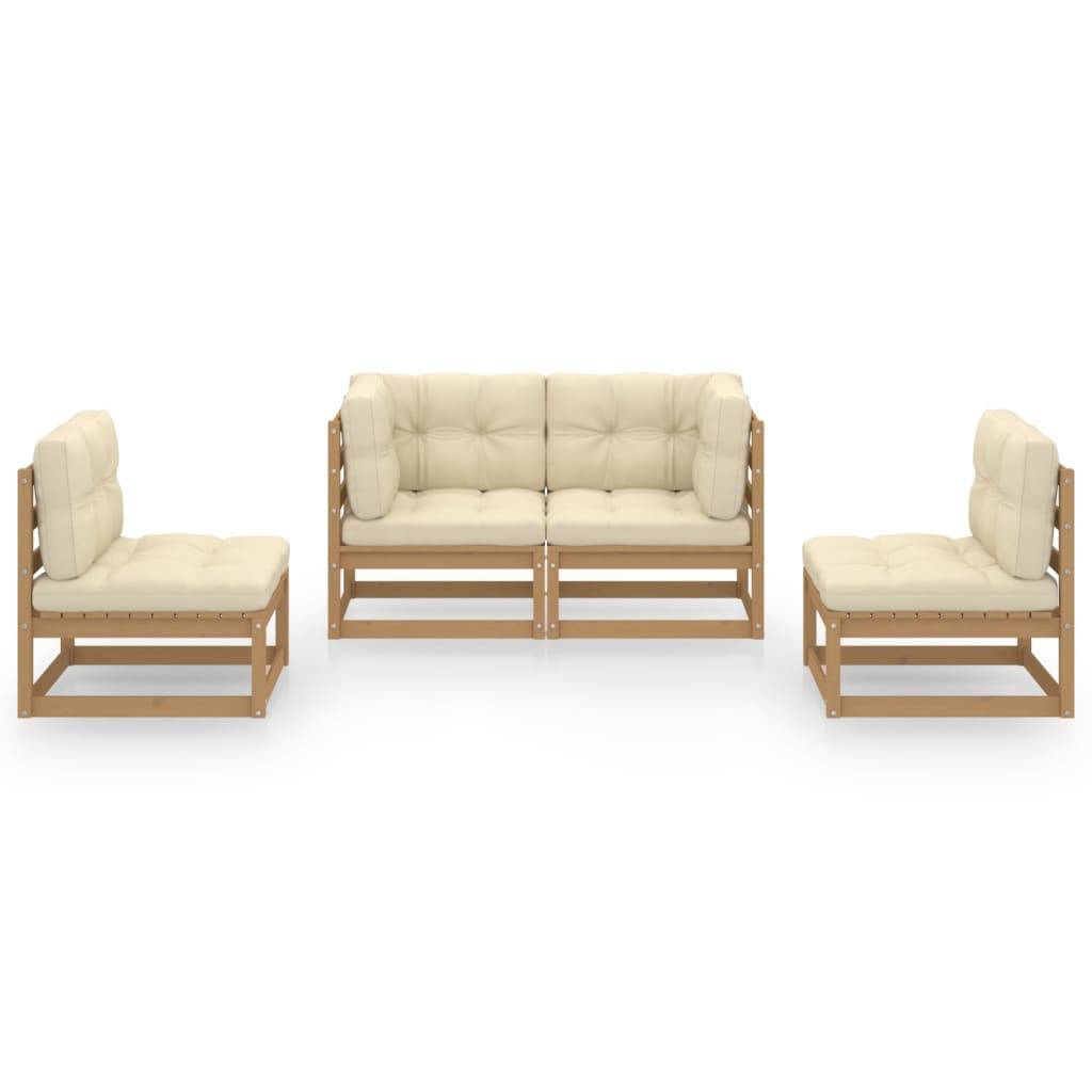 Helloshop26 - Salon de jardin meuble d'extérieur ensemble de mobilier 4 pièces avec coussins bois de pin massif - Imagen 1