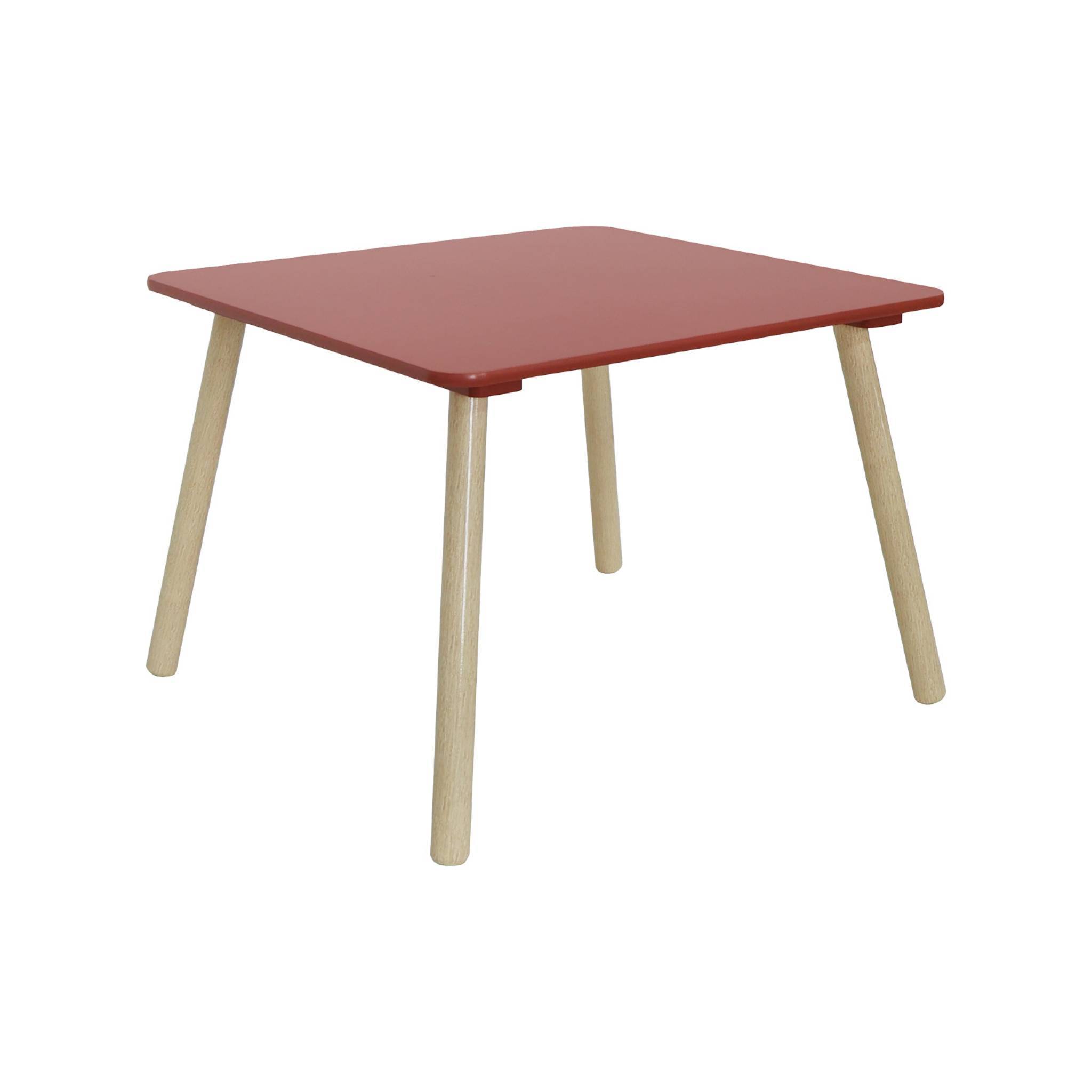 sweeek - Table carrée enfant bois de pin 2 assises terracotta - Judith | sweeek - Image 6