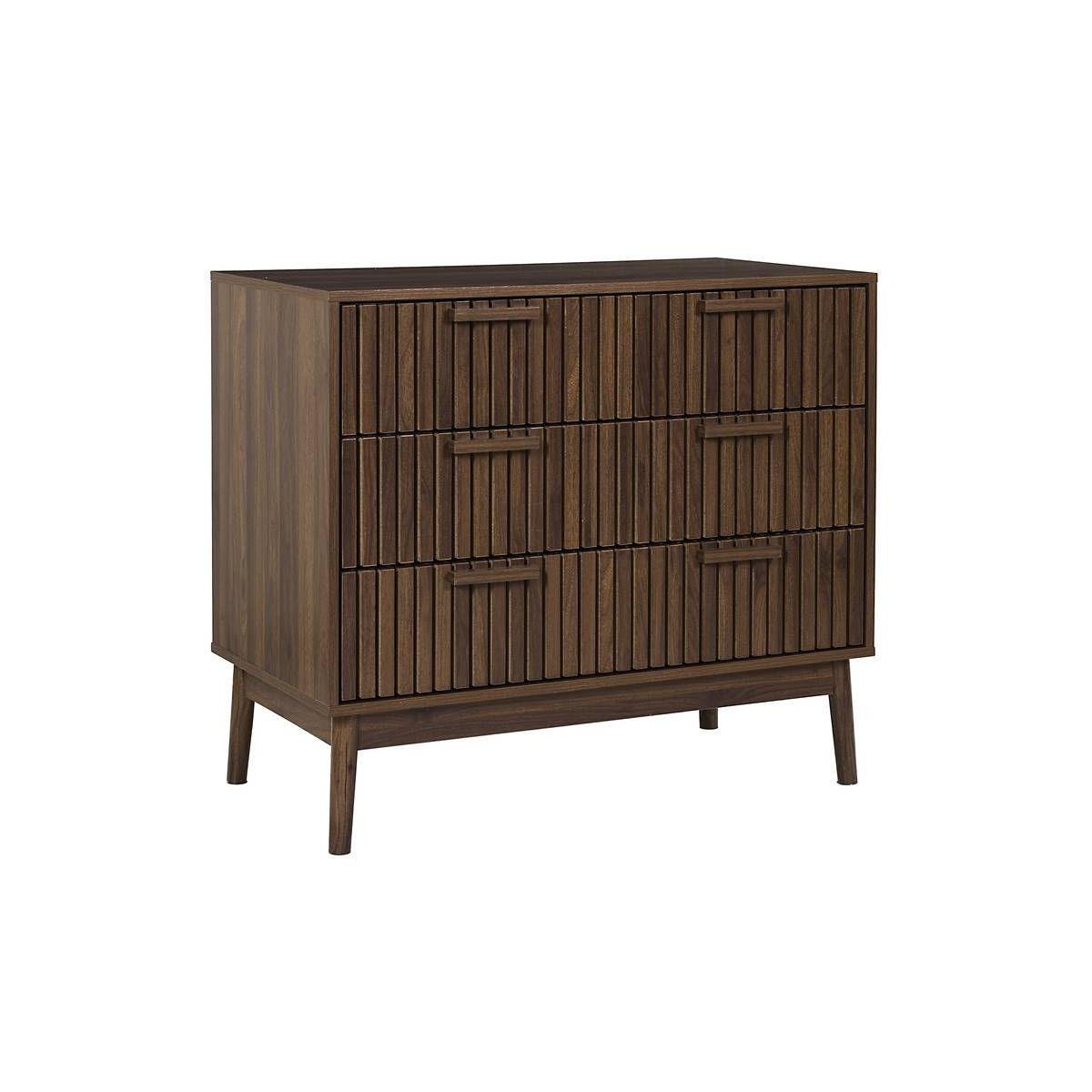 The Home Deco Factory - Commode 3 Tiroirs "Klaus" 90cm Marron Foncé - Image 1