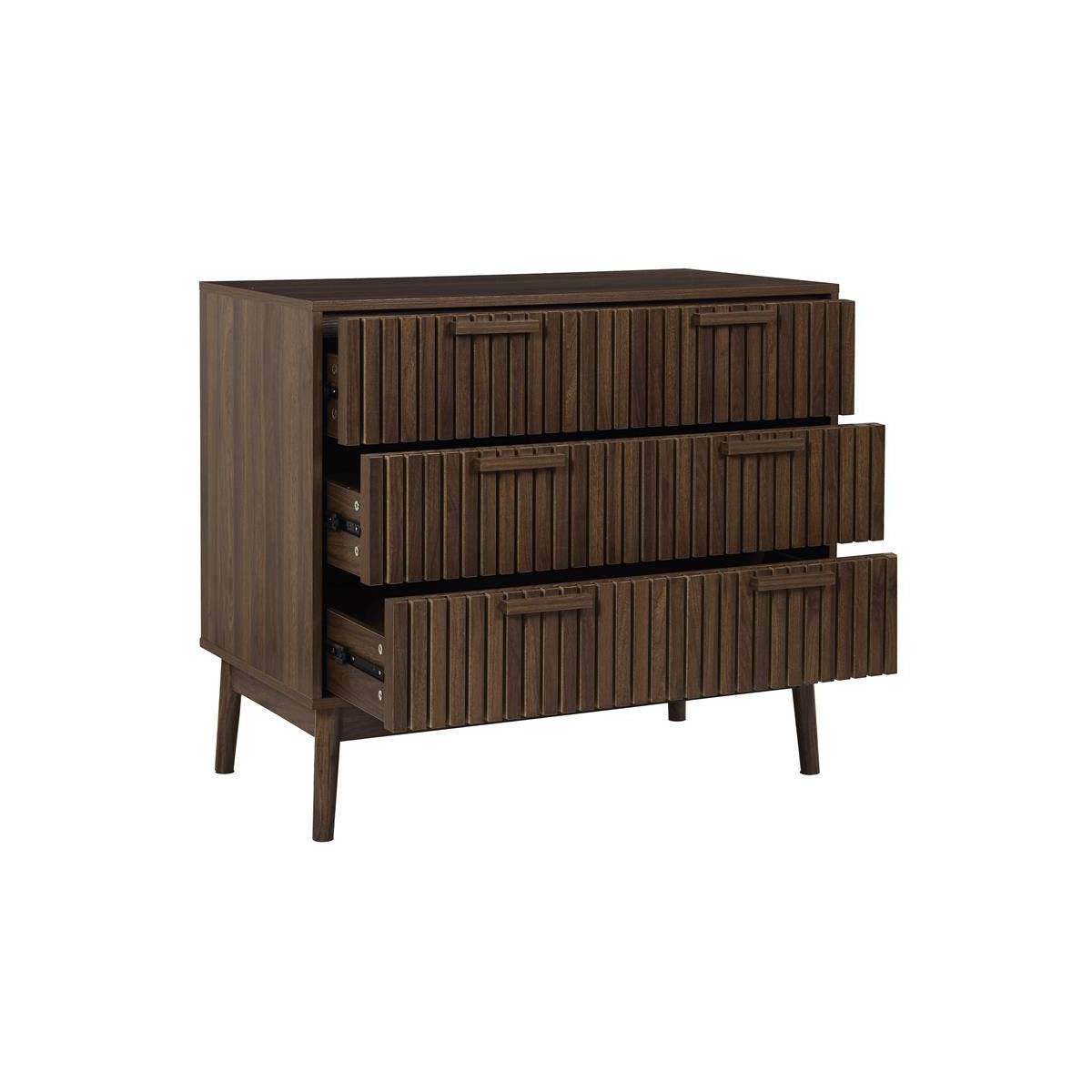 The Home Deco Factory - Commode 3 Tiroirs "Klaus" 90cm Marron Foncé - Image 3