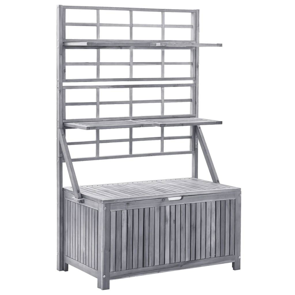 Helloshop26 - Boîte de rangement avec treillis 99 x 55 x 160cm acacia solide gris - Imagen 1