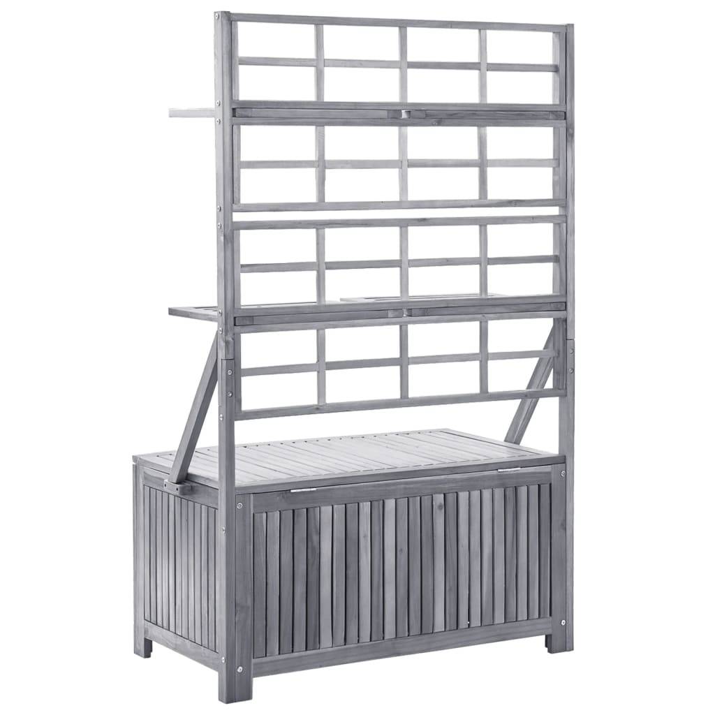 Helloshop26 - Boîte de rangement avec treillis 99 x 55 x 160cm acacia solide gris - Imagen 4