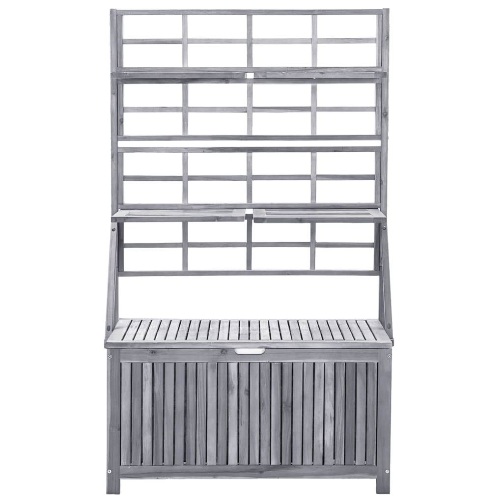 Helloshop26 - Boîte de rangement avec treillis 99 x 55 x 160cm acacia solide gris - Imagen 2