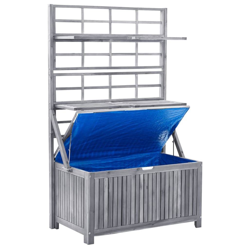 Helloshop26 - Boîte de rangement avec treillis 99 x 55 x 160cm acacia solide gris - Imagen 5