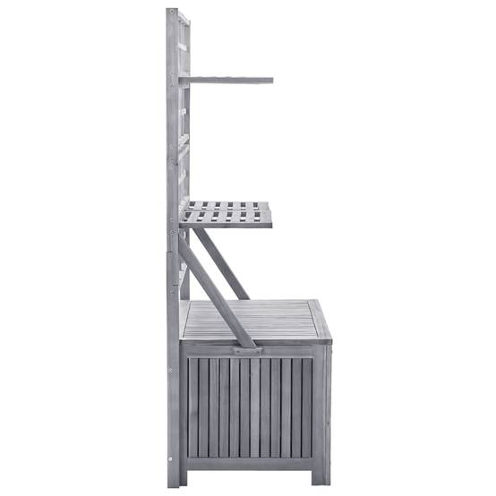Helloshop26 - Boîte de rangement avec treillis 99 x 55 x 160cm acacia solide gris - Imagen 3