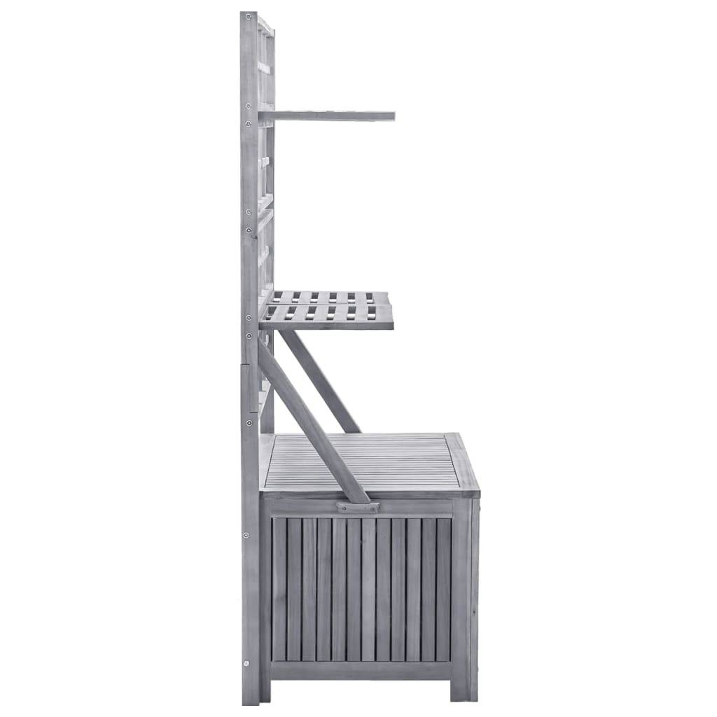 Helloshop26 - Boîte de rangement avec treillis 99 x 55 x 160cm acacia solide gris - Imagen 3