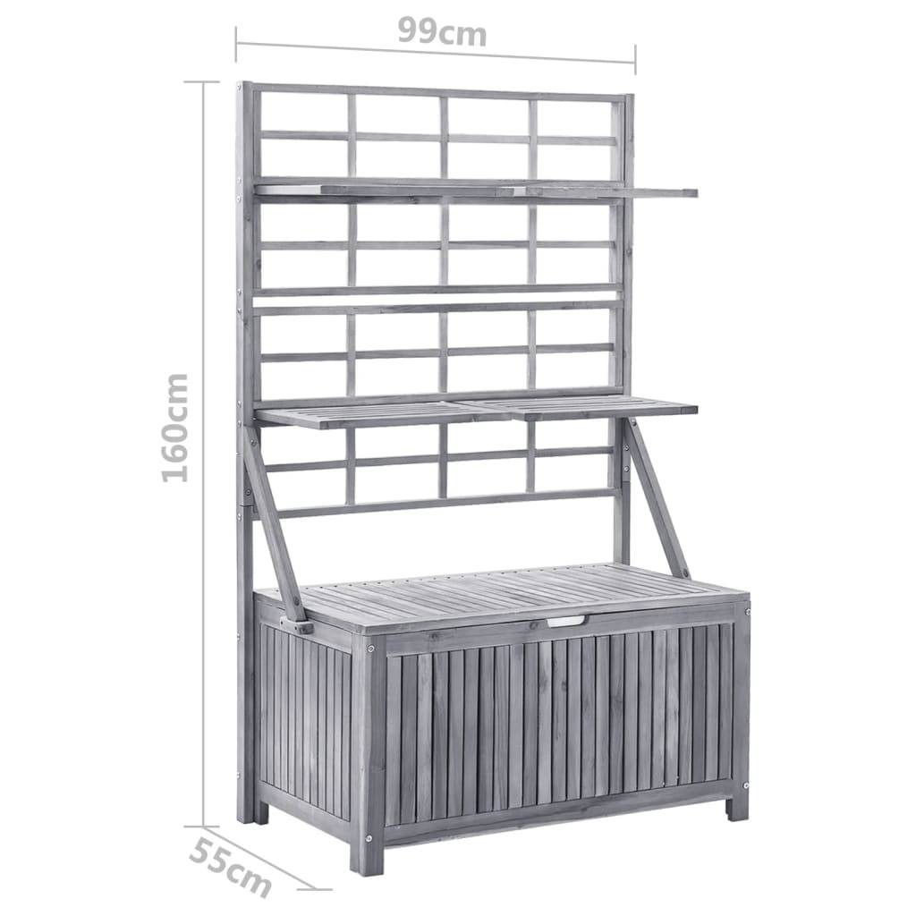 Helloshop26 - Boîte de rangement avec treillis 99 x 55 x 160cm acacia solide gris - Imagen 7