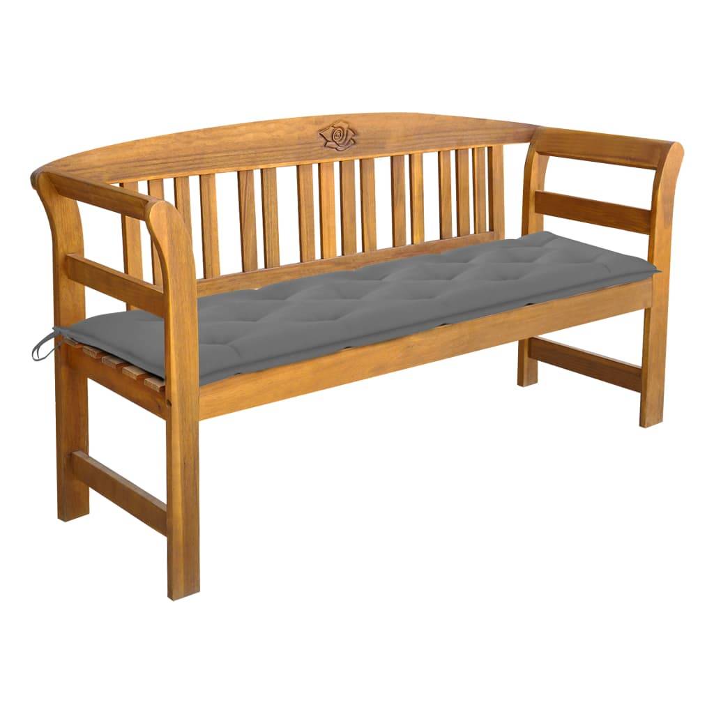 Helloshop26 - Banc de jardin meuble de patio d'extérieur terrasse avec coussin 157 cm bois d'acacia massif - Imagen 1