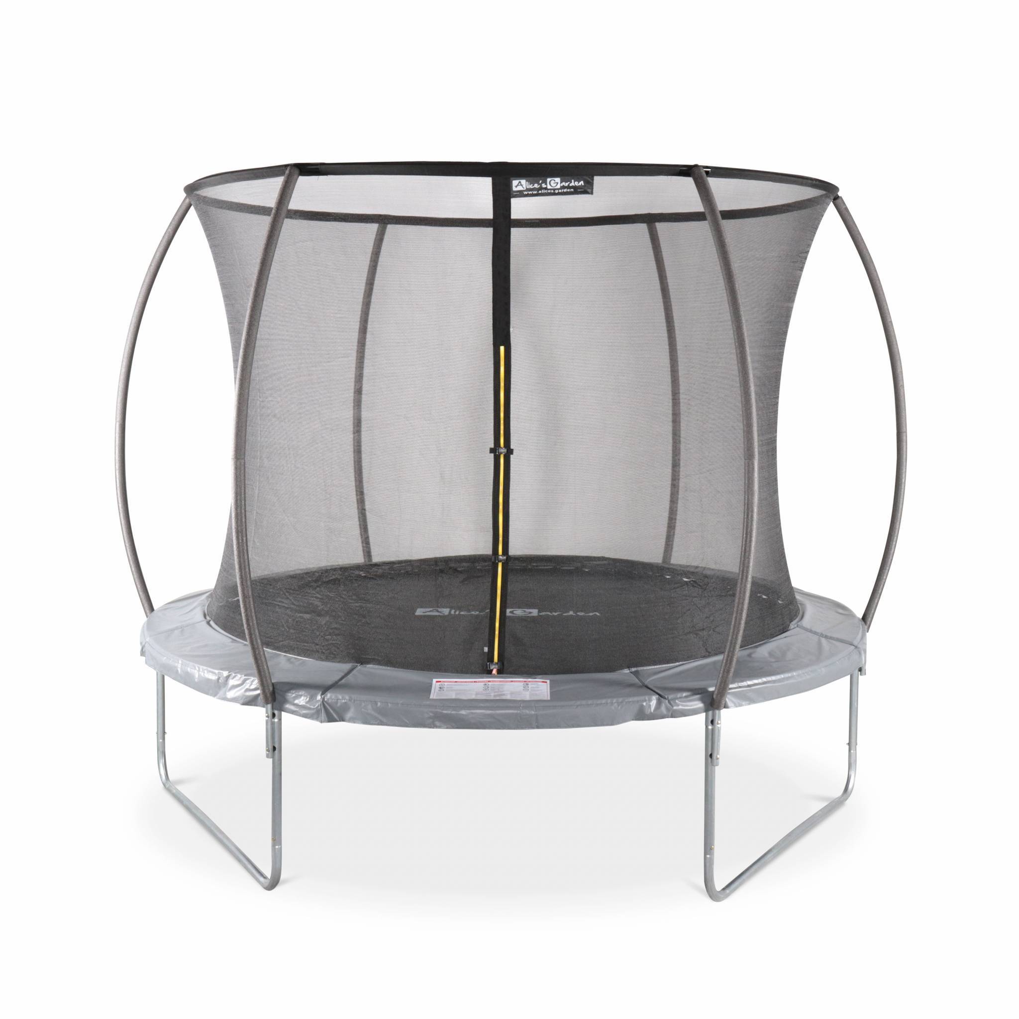 sweeek - Trampoline rond Ø 305cm gris avec filet de protection intérieur - Mars Inner – Nouveau modèle - trampoline de jardin 3.05m 305 cm |Design | | sweeek - Image 1