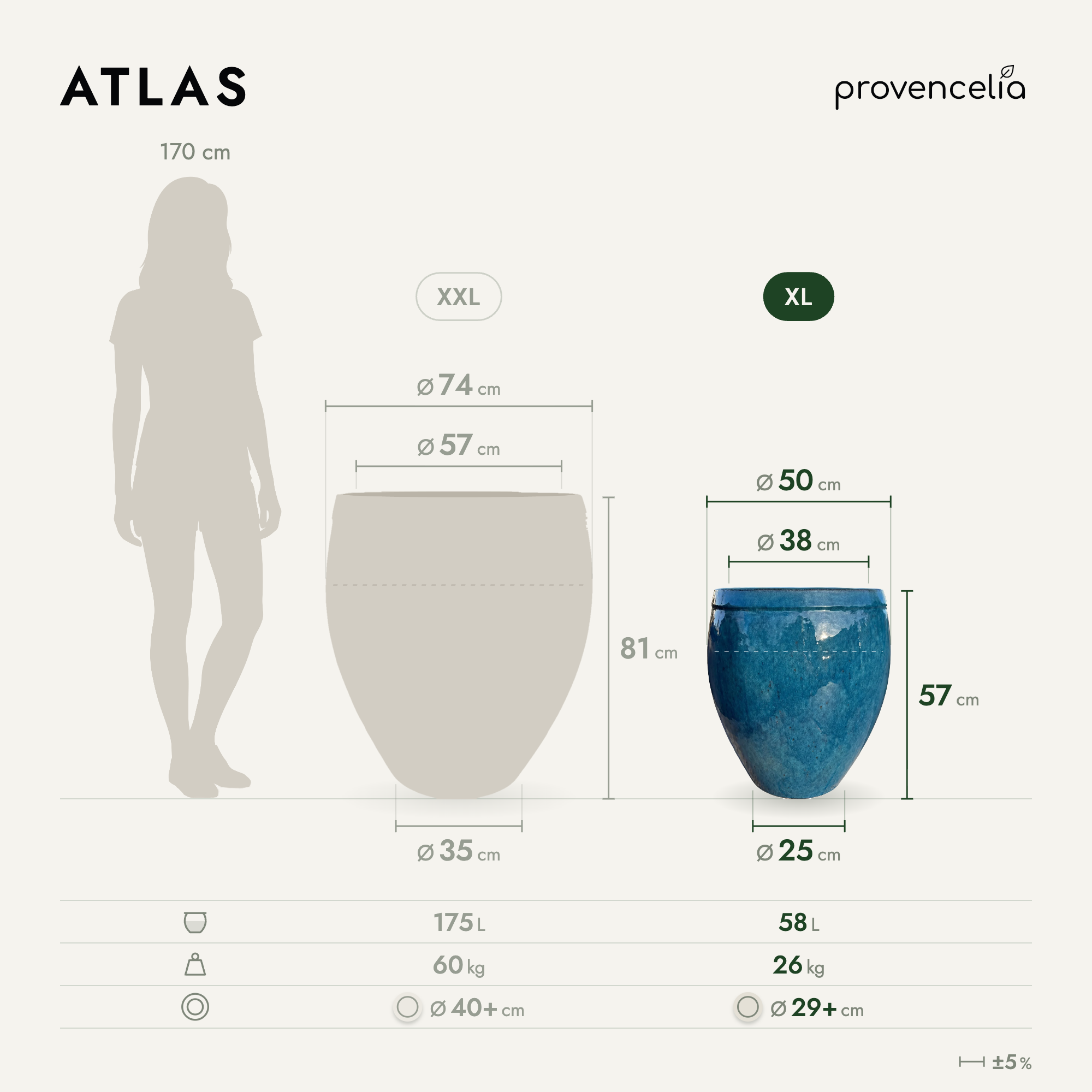 Provencelia - Pot ATLAS 52x58cm bleu caraîbes - Image 2