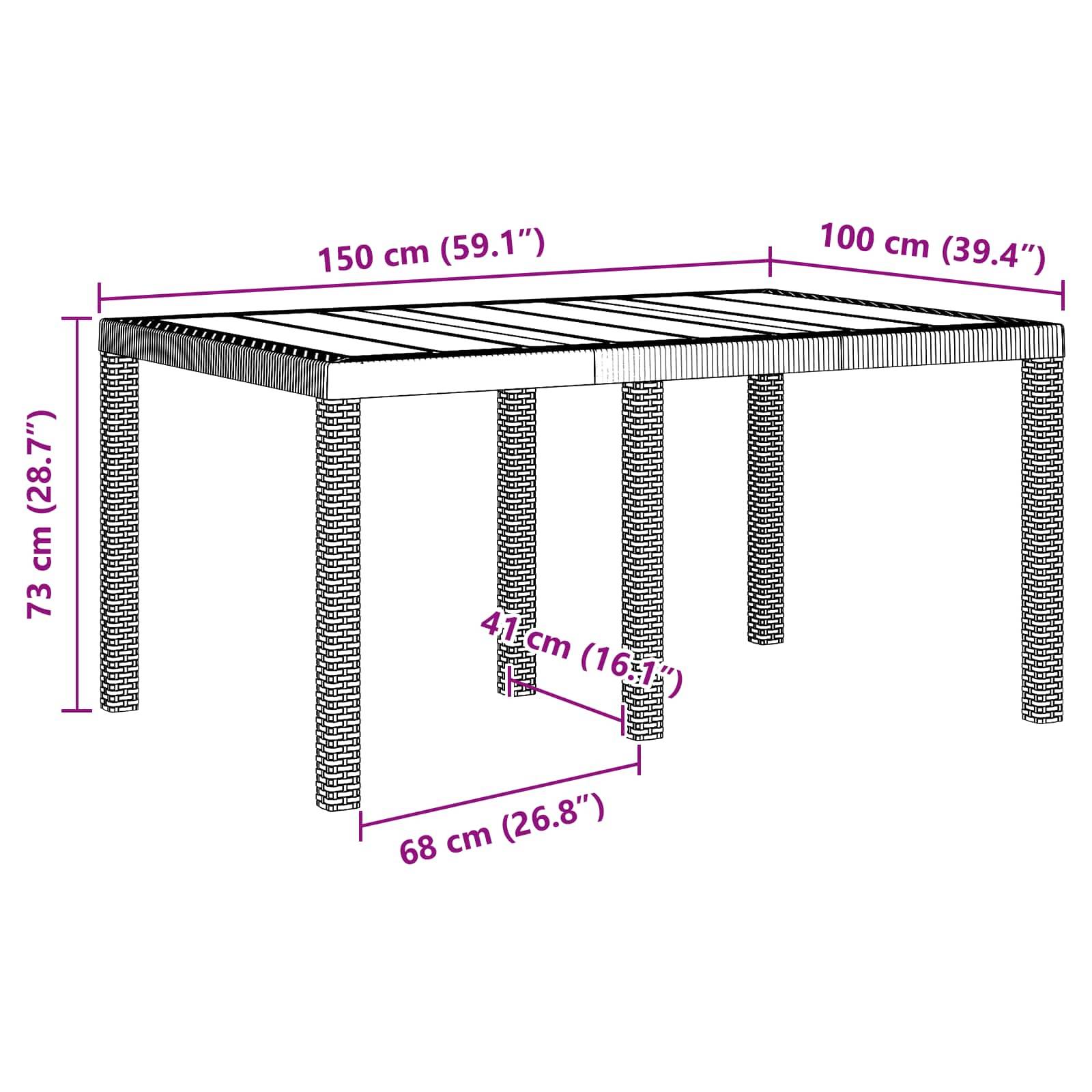 PANGIVO - Table de jardin polyrotin anthracite 150 x 100 x 73 cm - PANGIVO - Image 5