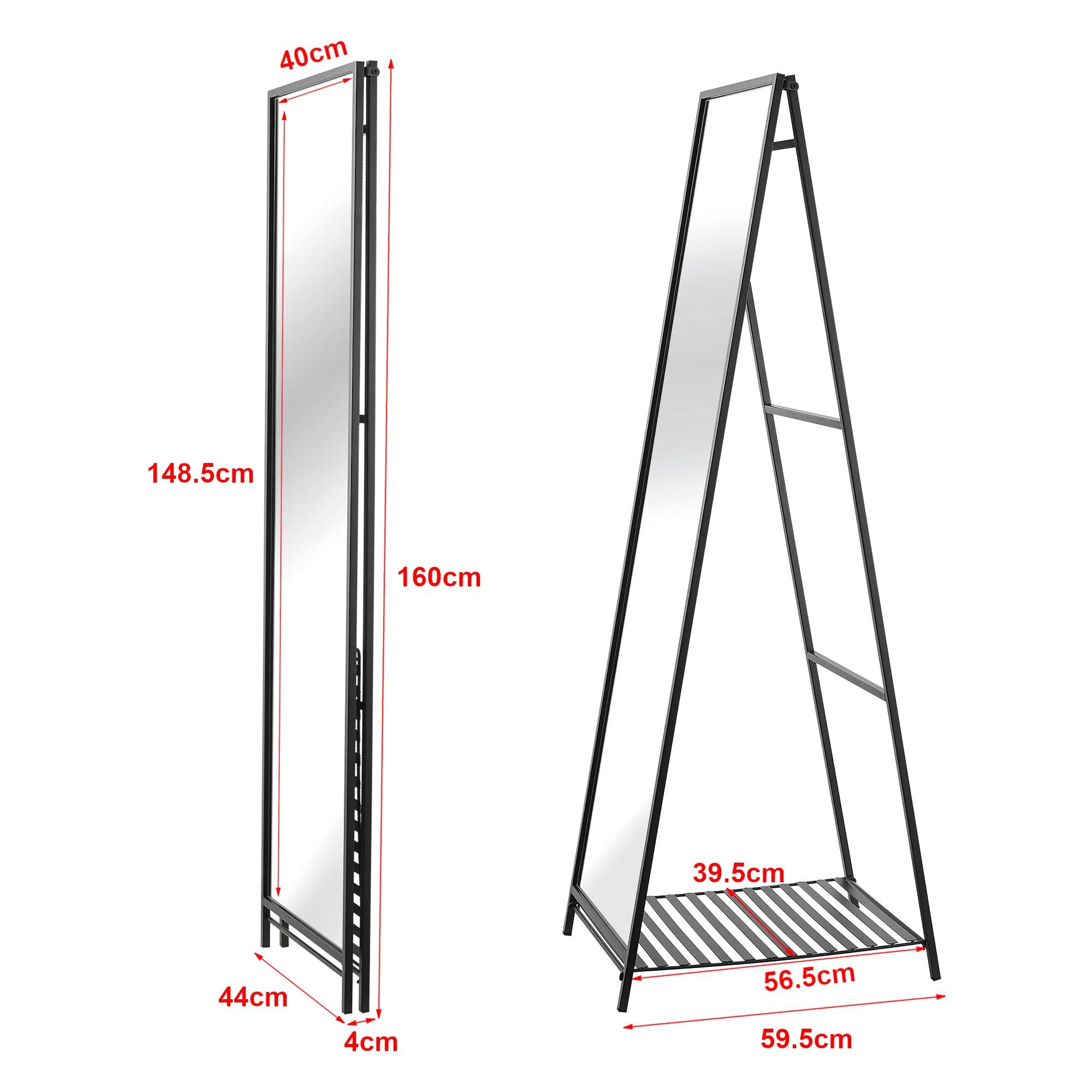 Helloshop26 - Miroir sur pied 160 x 44 x 60 cm noir - Imagen 2