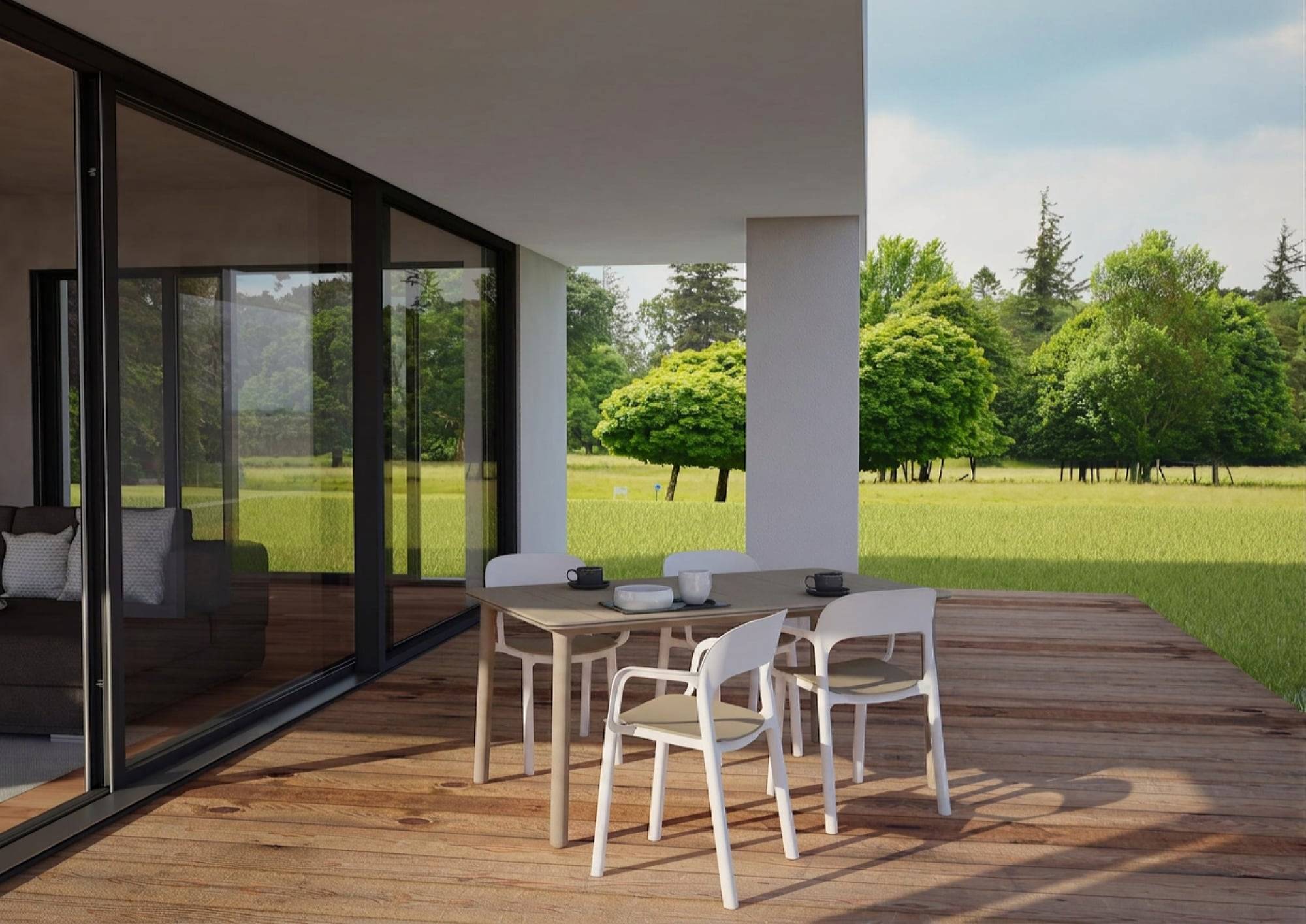 Garbar - Table rectangulaire 160x90 Noa garbar plastique beige - Image 5