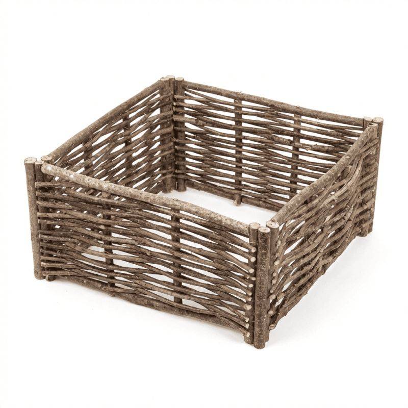 ART-GARDEN - Jardinière en chêne avec tressage noisetier - Sans bac intérieur - 40 x 40 x 40 cm - Image 1