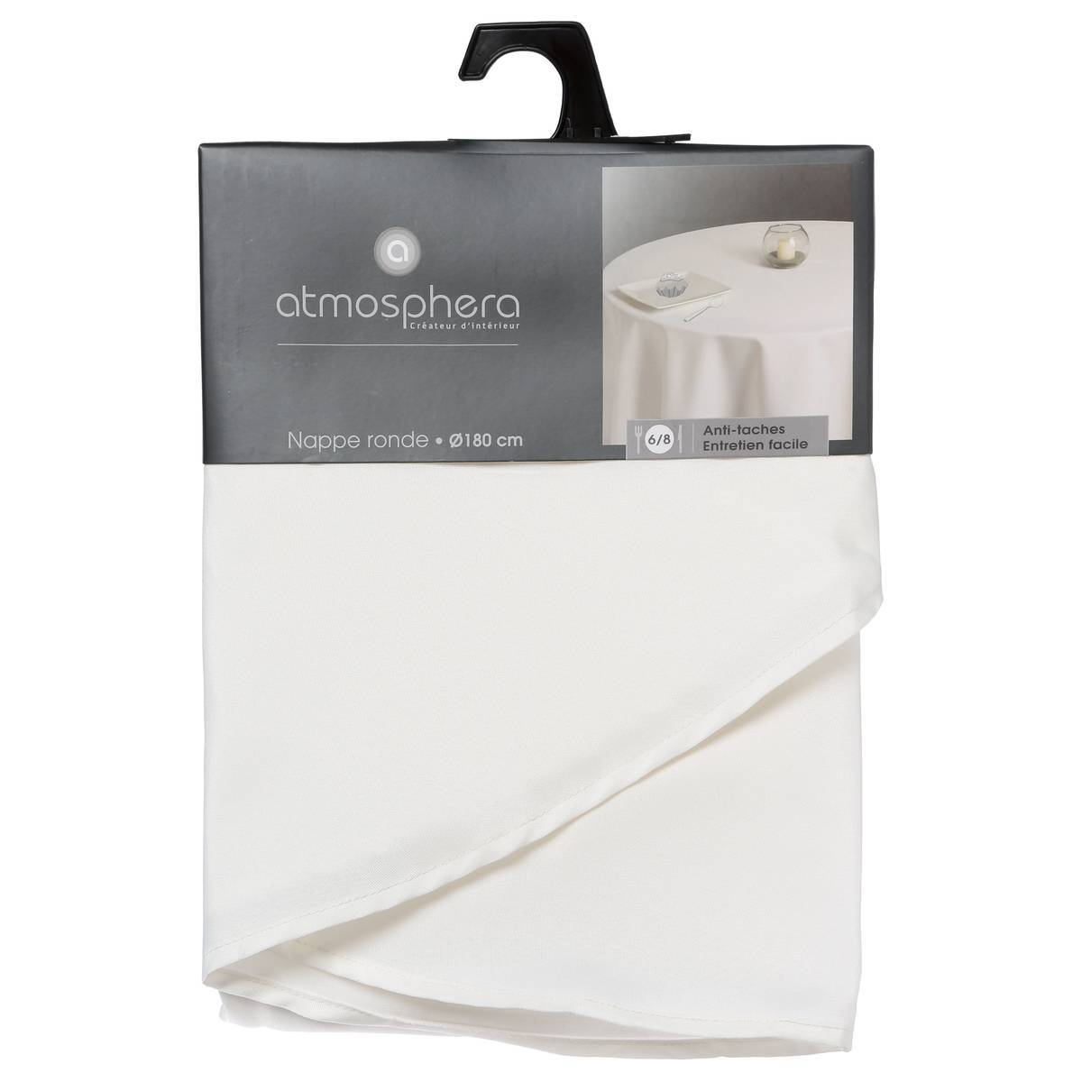 Atmosphera - Nappe anti-tâche "Lallie" blanc ivoire D180cm - Atmosphera Créateur d'intérieur - Imagen 3