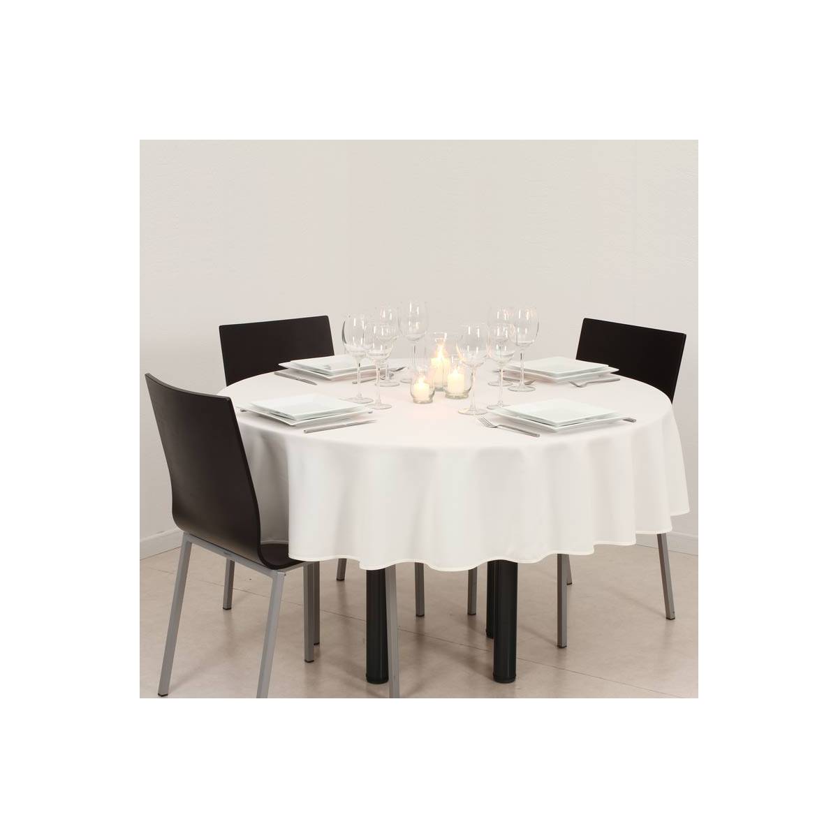 Atmosphera - Nappe anti-tâche "Lallie" blanc ivoire D180cm - Atmosphera Créateur d'intérieur - Imagen 5