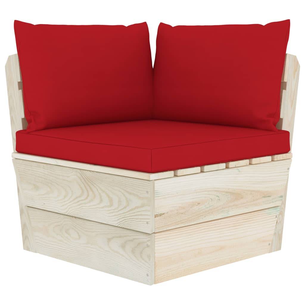 Salon de Jardin Palette en Bois 2 Places pour Terrasse, Canapé avec Coussins Rouges Confortables – ComfortXL Outdoor Living - Image 4