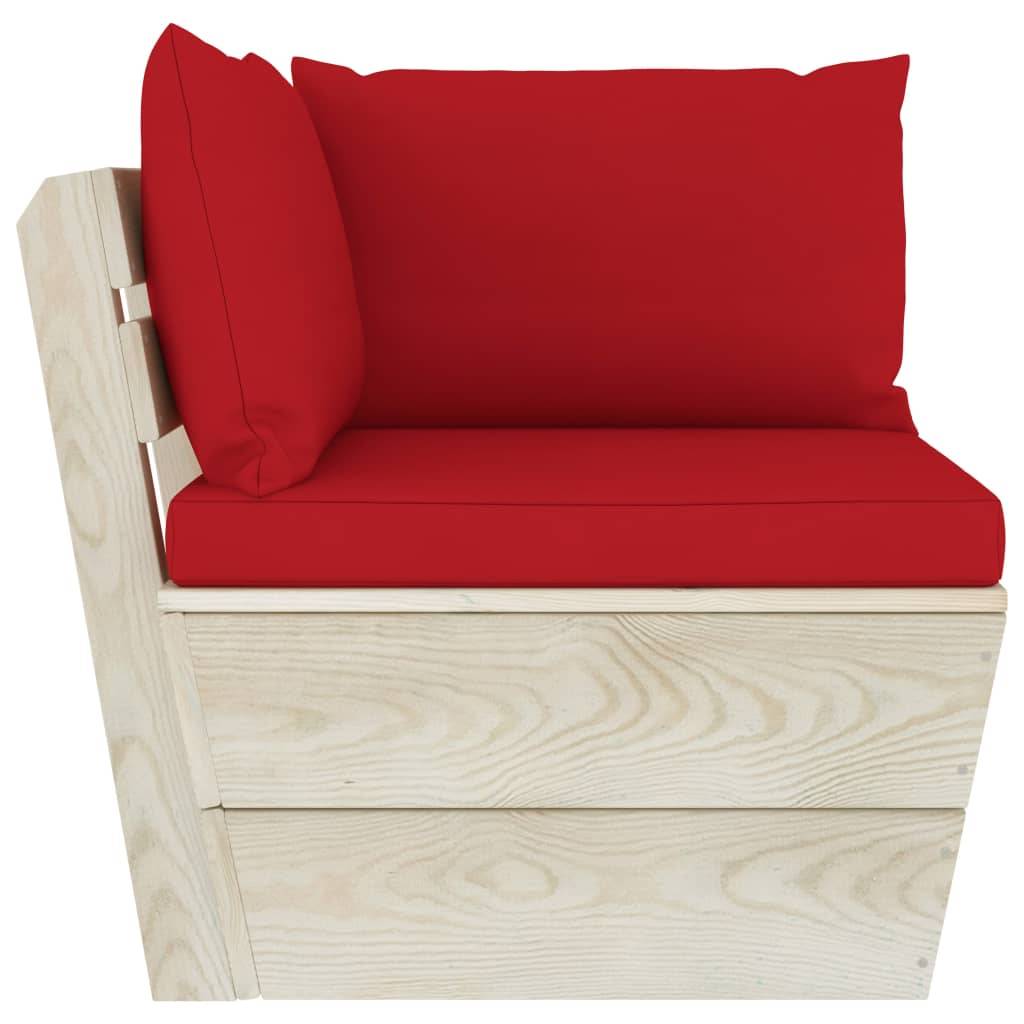 Salon de Jardin Palette en Bois 2 Places pour Terrasse, Canapé avec Coussins Rouges Confortables – ComfortXL Outdoor Living - Image 5