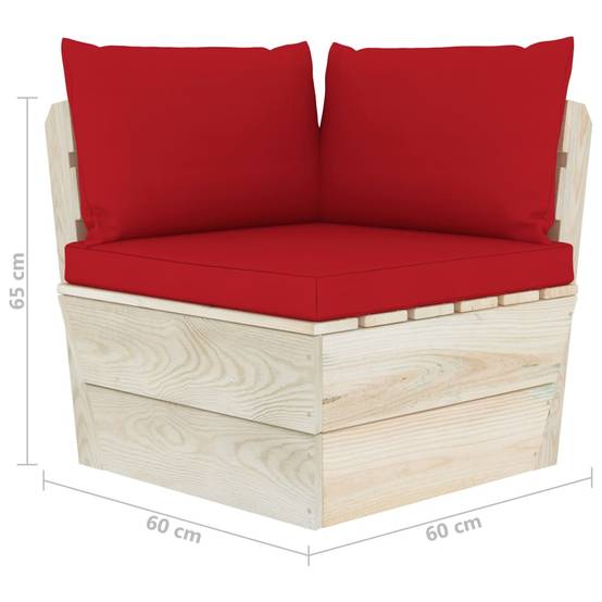 Salon de Jardin Palette en Bois 2 Places pour Terrasse, Canapé avec Coussins Rouges Confortables – ComfortXL Outdoor Living - Image 7