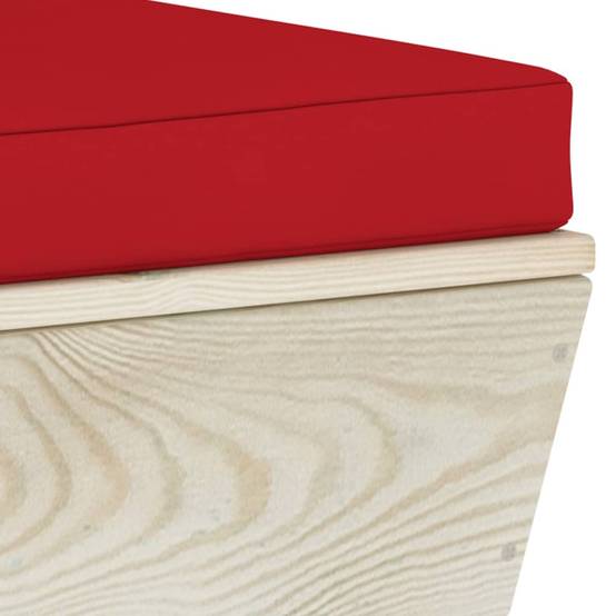Salon de Jardin Palette en Bois 2 Places pour Terrasse, Canapé avec Coussins Rouges Confortables – ComfortXL Outdoor Living - Image 6