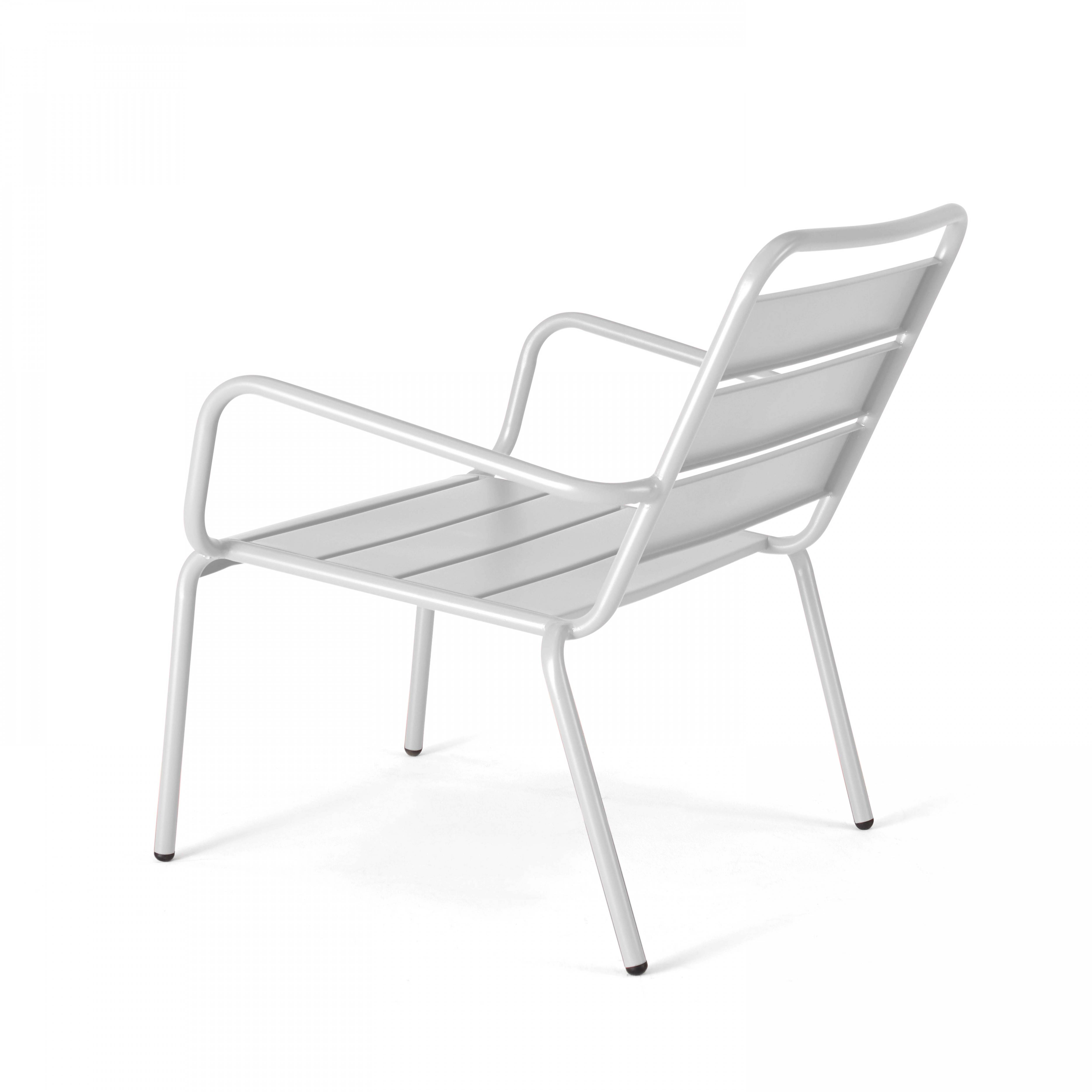 Oviala - Fauteuil relax et repose pied en métal blanc Palavas - Oviala - Imagen 5