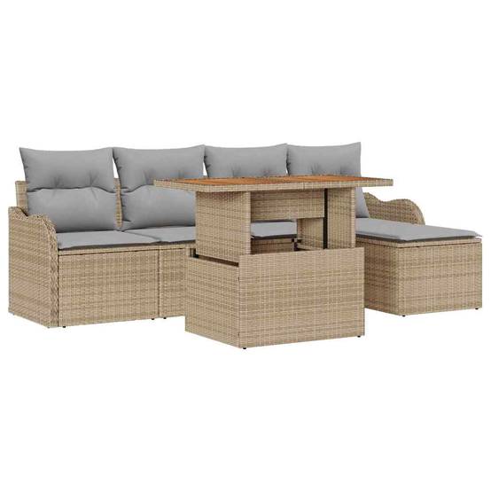 ComfortXL - Salon de jardin 6 places Poly rotin modulable avec rangement et pouf Beige – ComfortXL Outdoor Living - Image 2