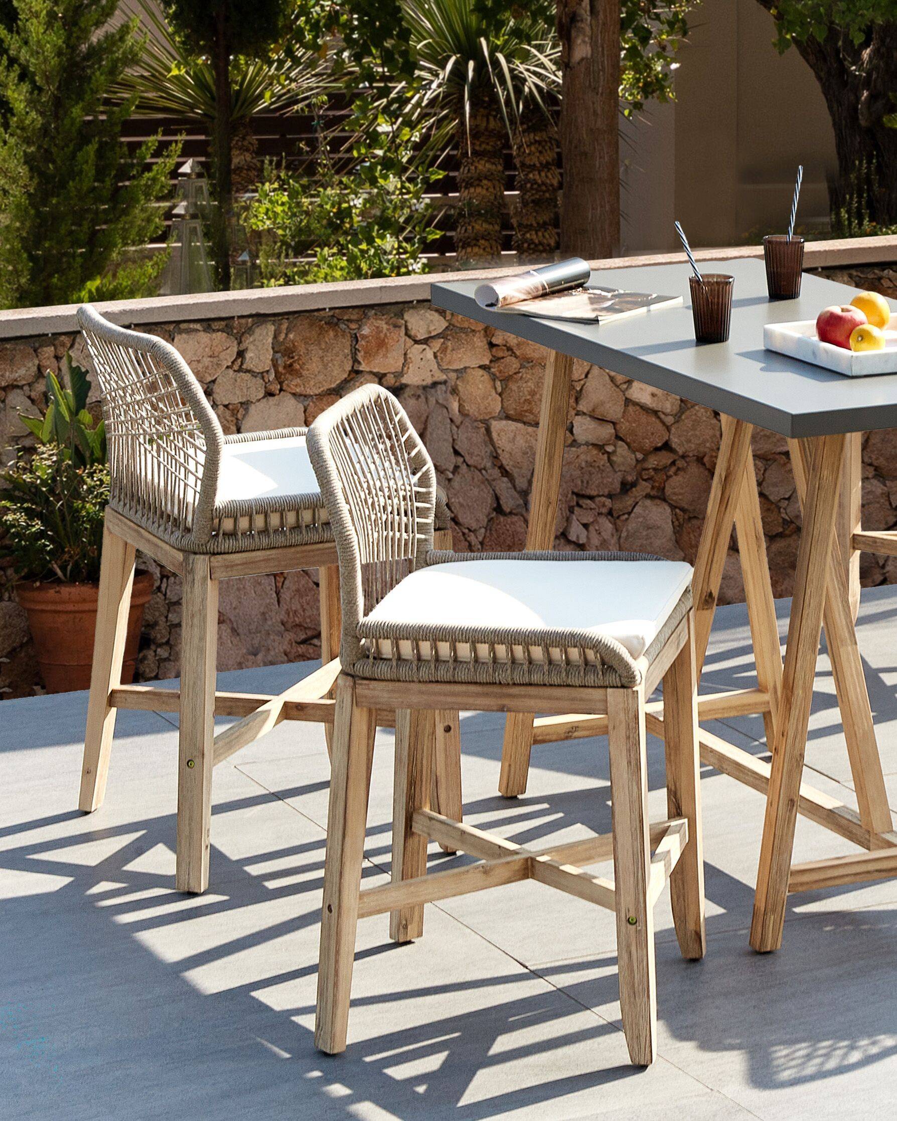 Beliani - Tabouret de bar Acacia Beige TALAMONE - Beliani - Imagen 1