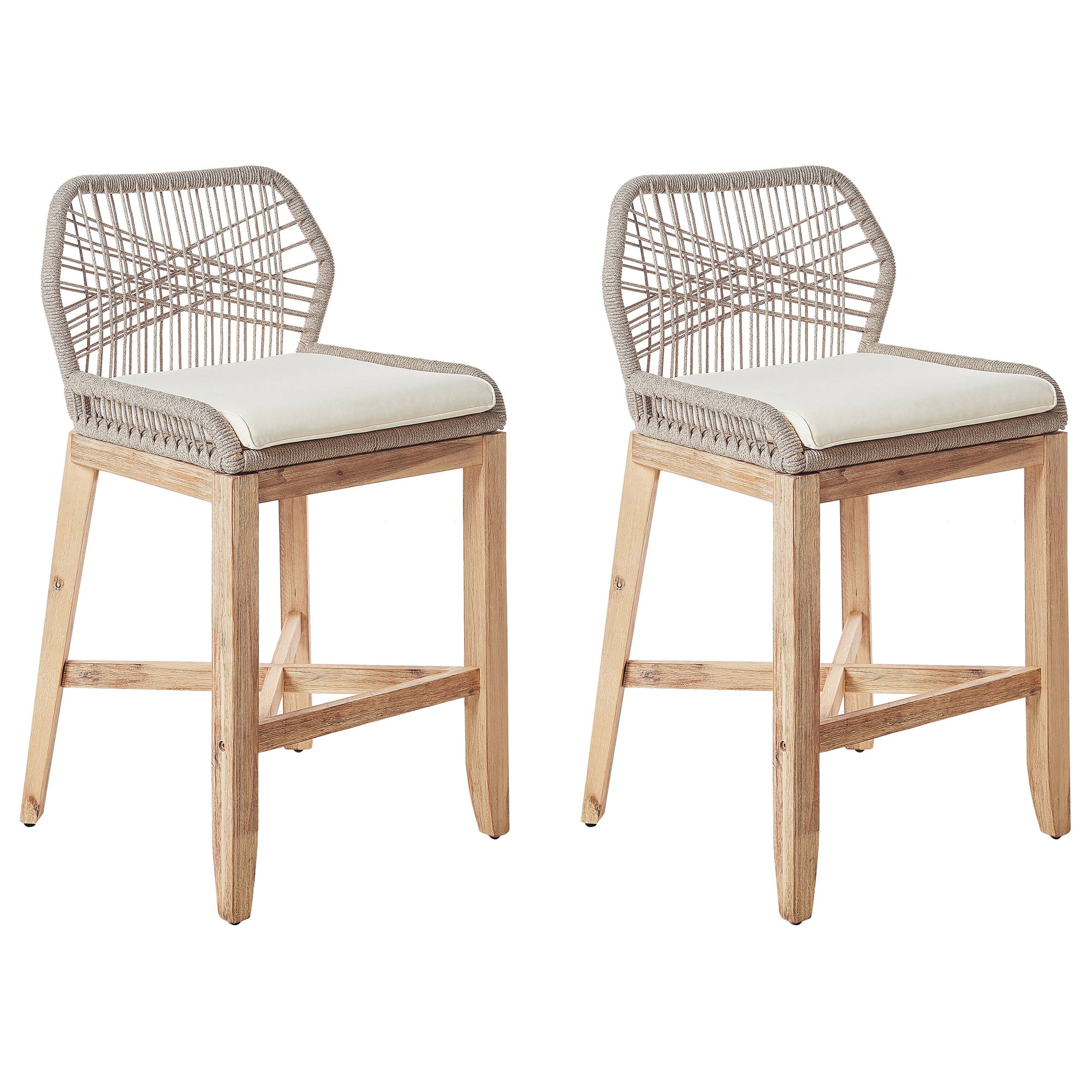 Beliani - Tabouret de bar Acacia Beige TALAMONE - Beliani - Imagen 2