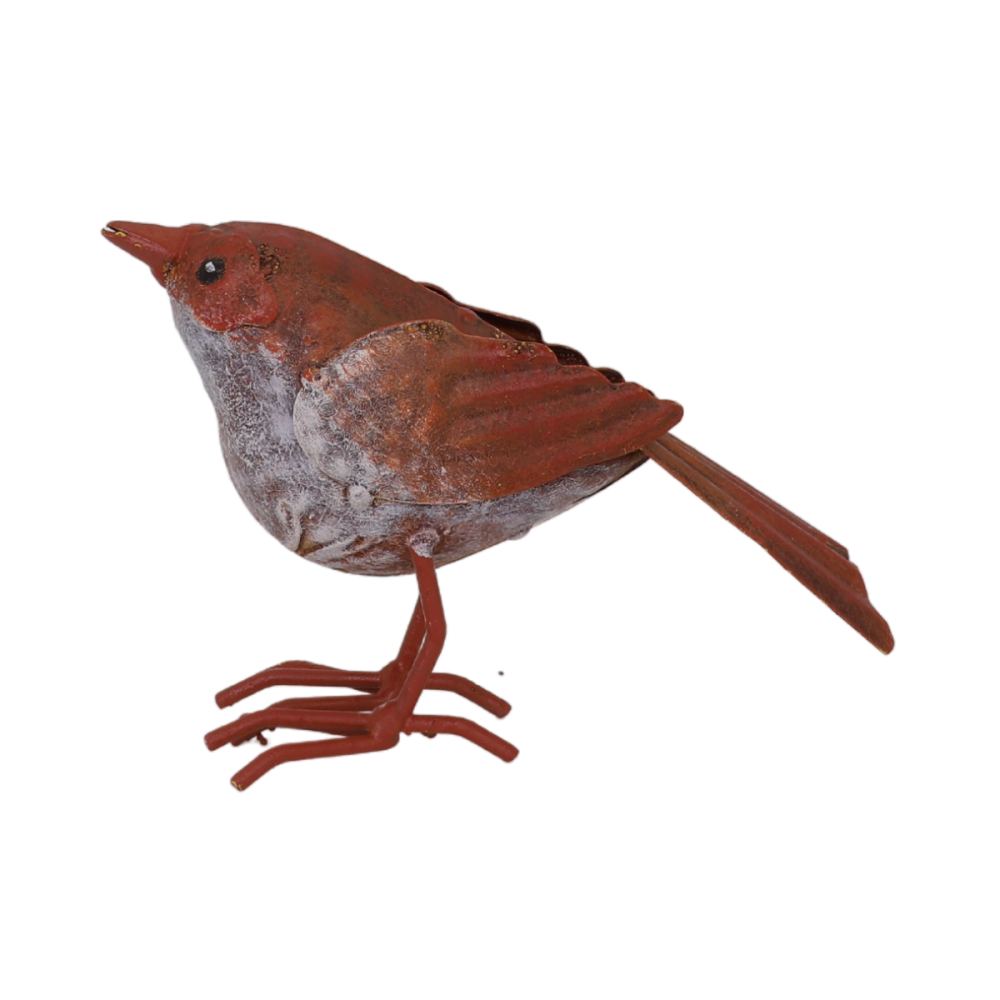~ Oiseau en métal rouge et orange 16 x 4.5 x 10cm Chemin de campagne - Imagen 1