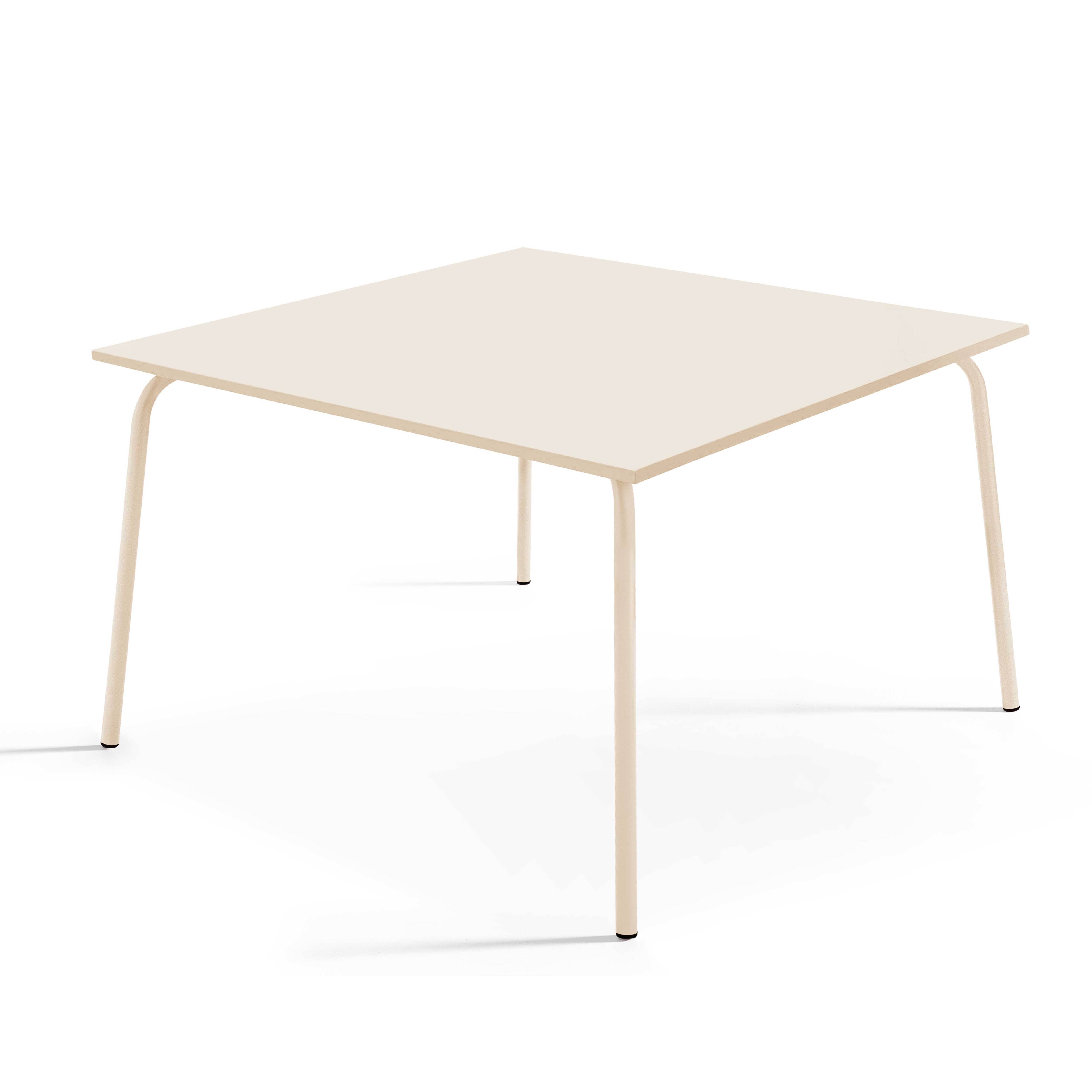 Oviala - Table de jardin carrée en acier 8 places 120 cm ivoire Palavas - Oviala - Imagen 1