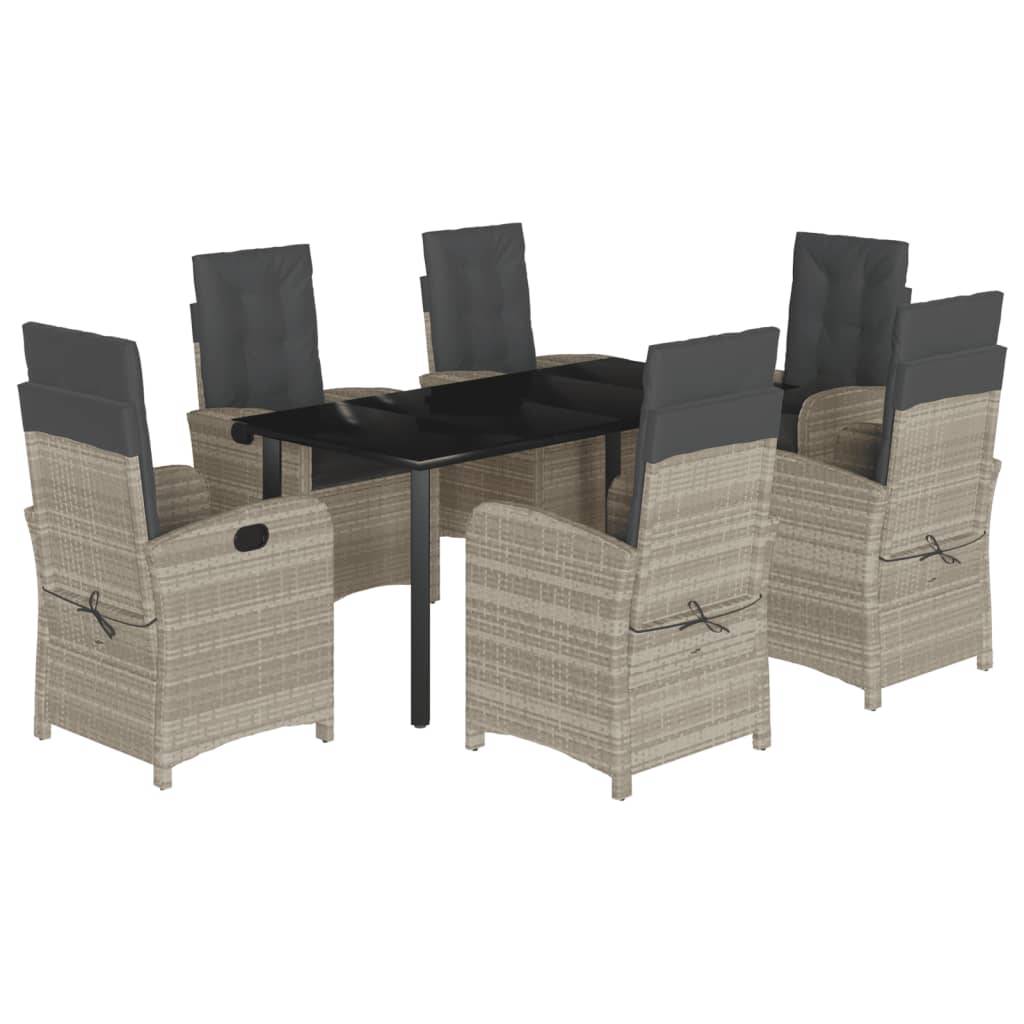ComfortXL - Table et 6 chaises de jardin relax grises, mobilier d'extérieur avec dossiers réglables – ComfortXL Outdoor Living - Image 2
