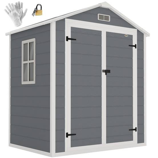 Abri de jardin polypropylène gris 183 x 134 x 210 cm - PANGIVO - Image 1