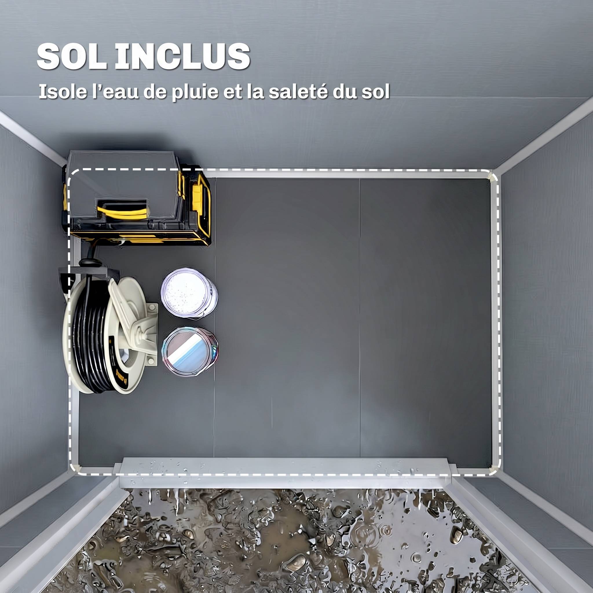 Abri de jardin polypropylène gris 183 x 134 x 210 cm - PANGIVO - Image 7