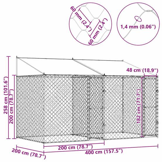 Enclos Chenil Extérieur Acier Galvanisé pour Grand Chien Jardin 400x200cm – ComfortXL Outdoor Living - Image 8