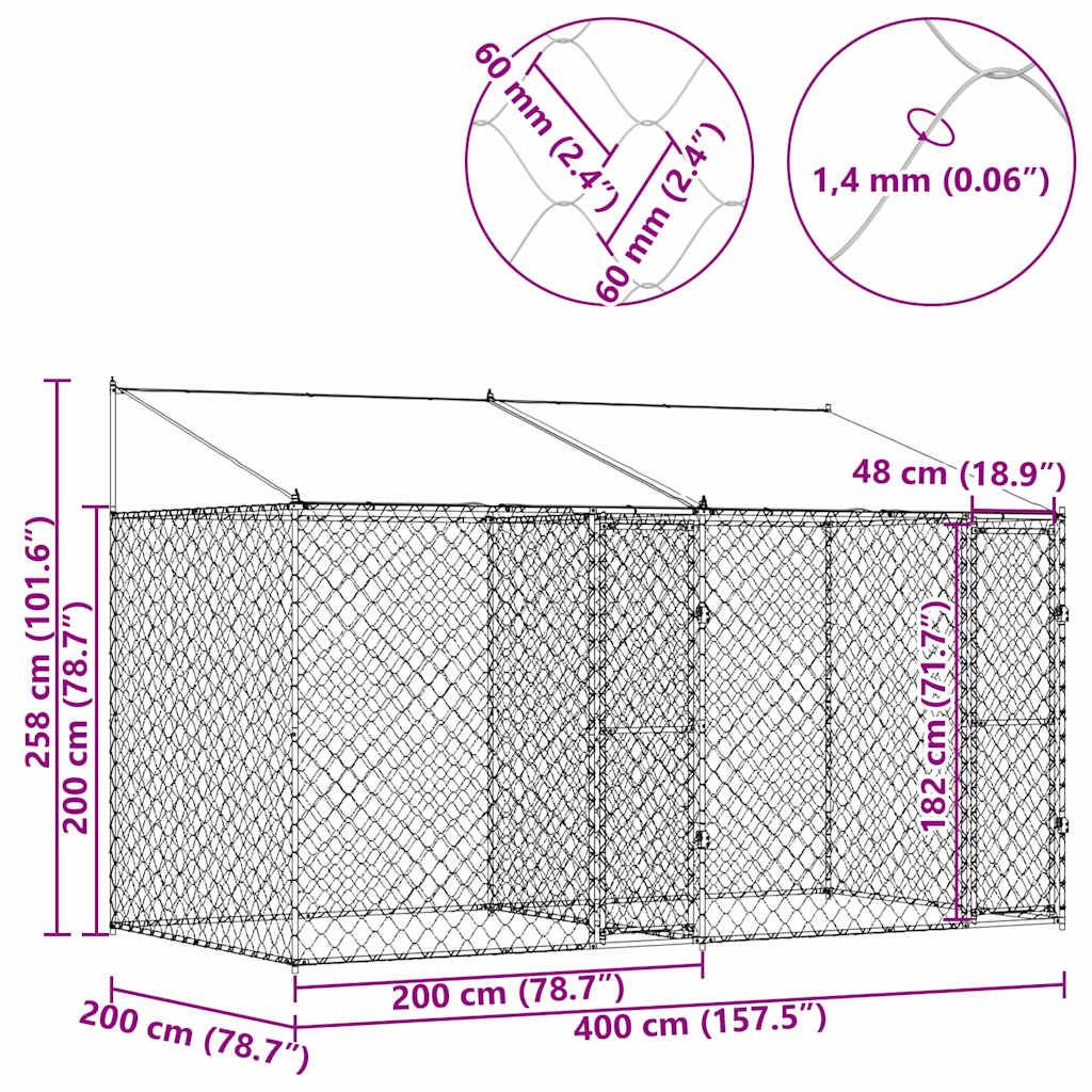 Enclos Chenil Extérieur Acier Galvanisé pour Grand Chien Jardin 400x200cm – ComfortXL Outdoor Living - Image 8