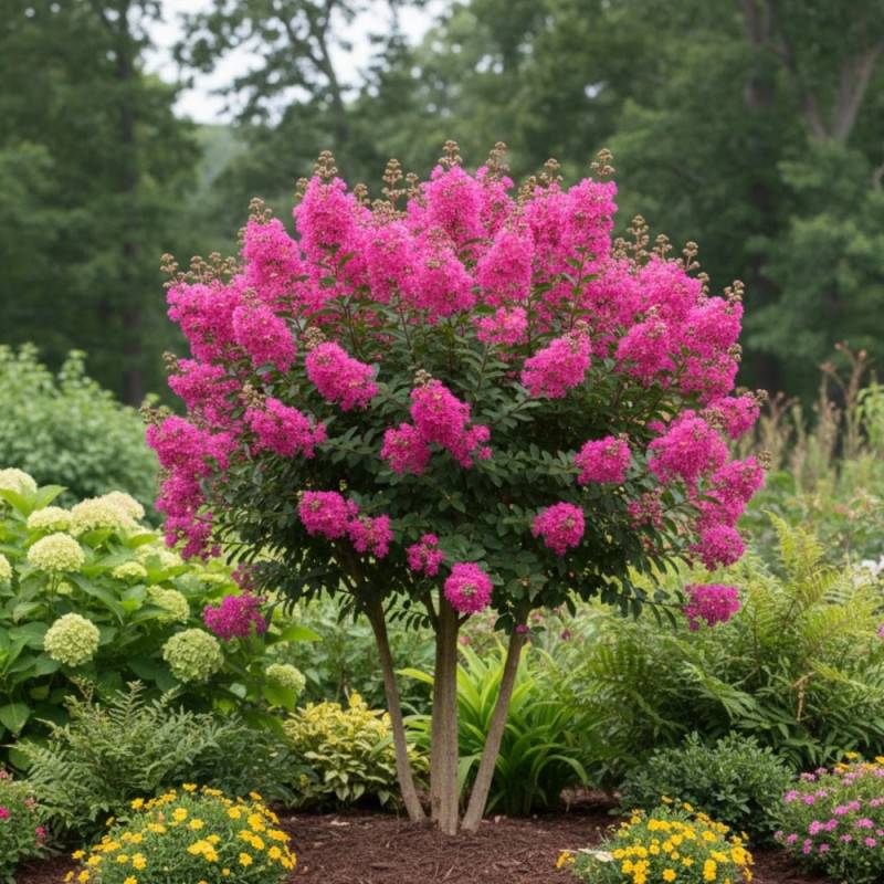 Lilas des Indes Petit´ Canaille® Rose, Lagerstroemia à fleurs Rose - feuillage Caduc - Pot de 3L - Touffe- hauteur à maturité De 1,00 m à 1,50 m - Image 4