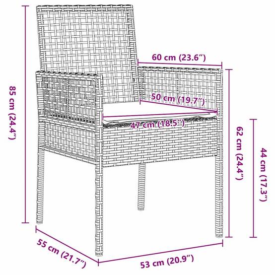 PANGIVO - Chaise de jardin polyrotin noir 55 x 53 x 85 cm (2 pcs) - PANGIVO - Image 8