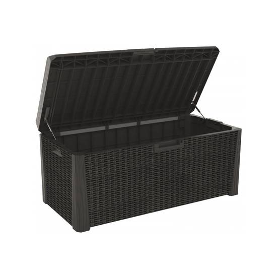 Coffre de jardin en résine 560 Litres Gris Anthracite Cousin inclus Effet rotin L147xP72xH65 cm TOOMAX - Imagen 2