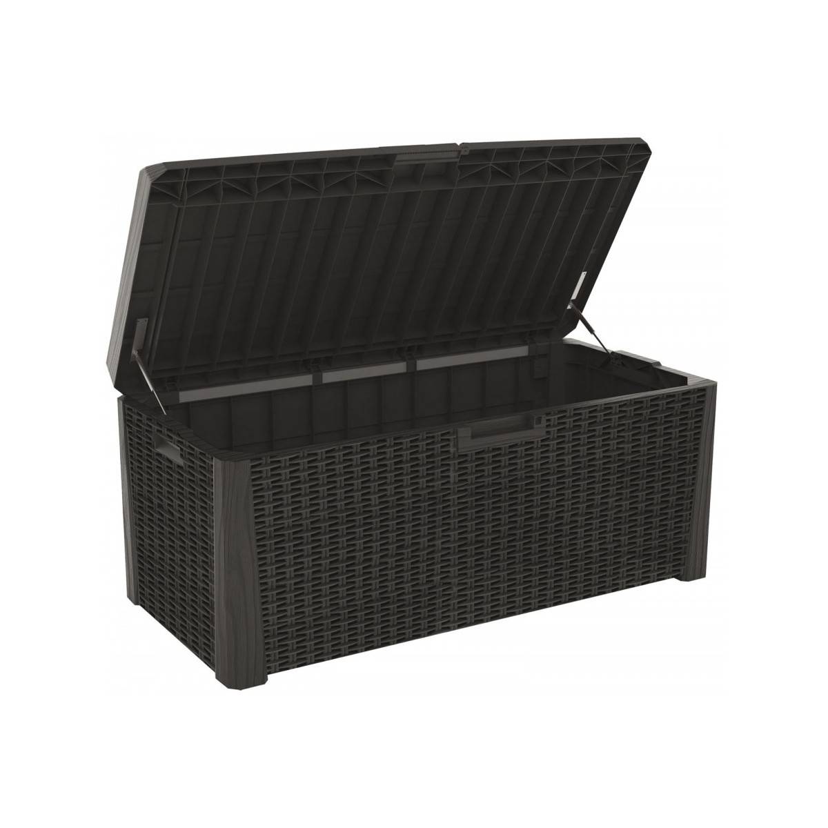 Coffre de jardin en résine 560 Litres Gris Anthracite Cousin inclus Effet rotin L147xP72xH65 cm TOOMAX - Imagen 2