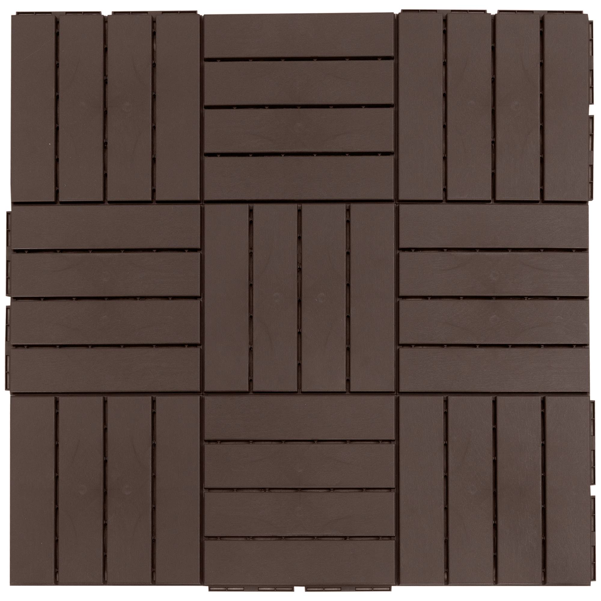 ComfortXL - Dalles de terrasse en polypropylène recyclé 30 x 30 cm marron lot de 9 clipsables pour balcon avec drainage - Image 2